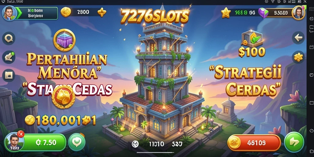 Gameplay seru 7276SLOTS dalam Tower Defense.