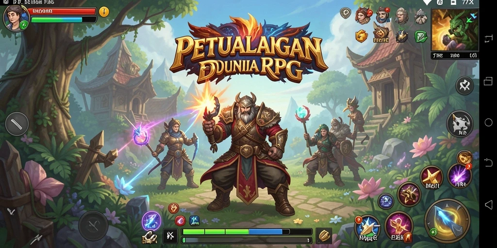 Screenshot utama 77RP menampilkan aksi seru dalam permainan RPG.