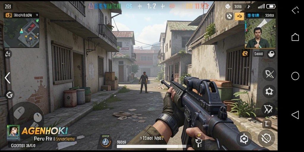 Tampilan gameplay intens di AGENHOKI dengan aksi tembak-menembak yang mendebarkan.