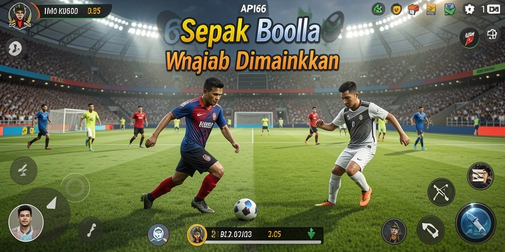 Screenshot menampilkan aksi mendebarkan dalam pertandingan sepak bola di API66.