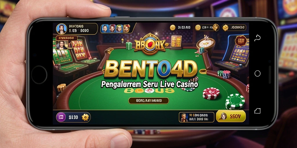 Tampilan gameplay BENTO4D dengan dealer langsung dan suasana kasino.