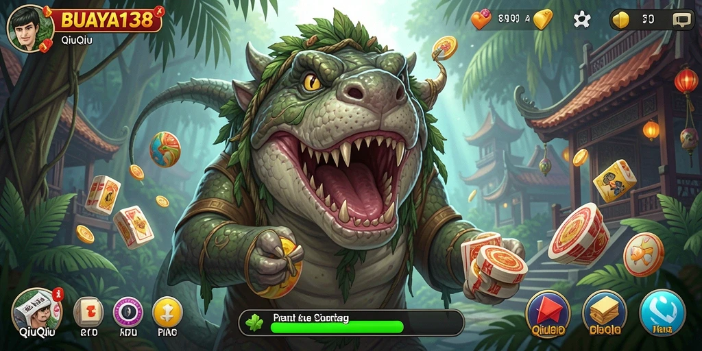 Tampilan menarik dari gameplay QiuQiu BUAYA138.