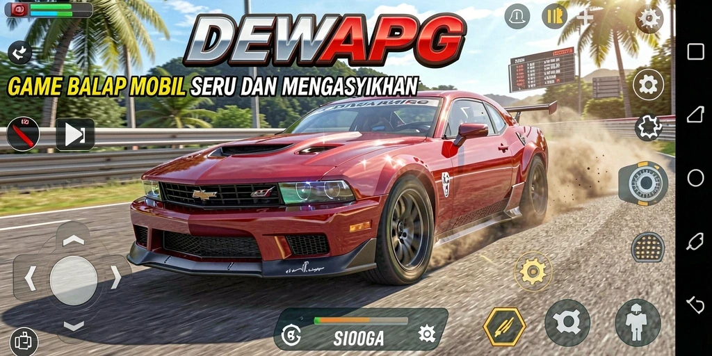 Gameplay menarik dengan mobil balap dan lintasan seru.