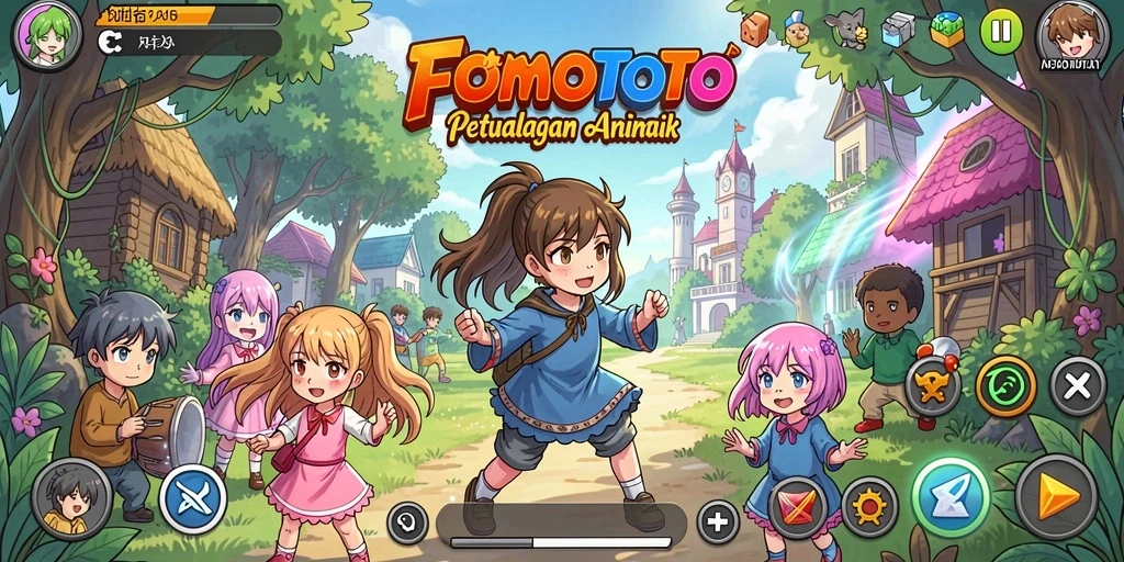 Tampilan gameplay FOMOTOTO dengan karakter anime yang menawan.