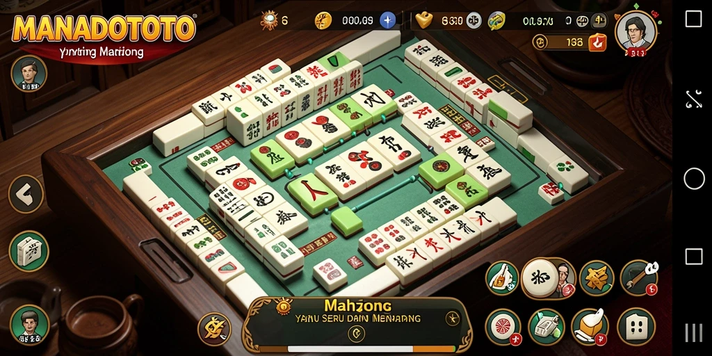 Tangkapan layar utama MANADOTOTO menampilkan gameplay Mahjong yang asyik.
