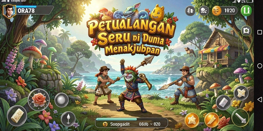 Tampilan gameplay seru dari ORA78 dengan dunia petualangan yang luas.