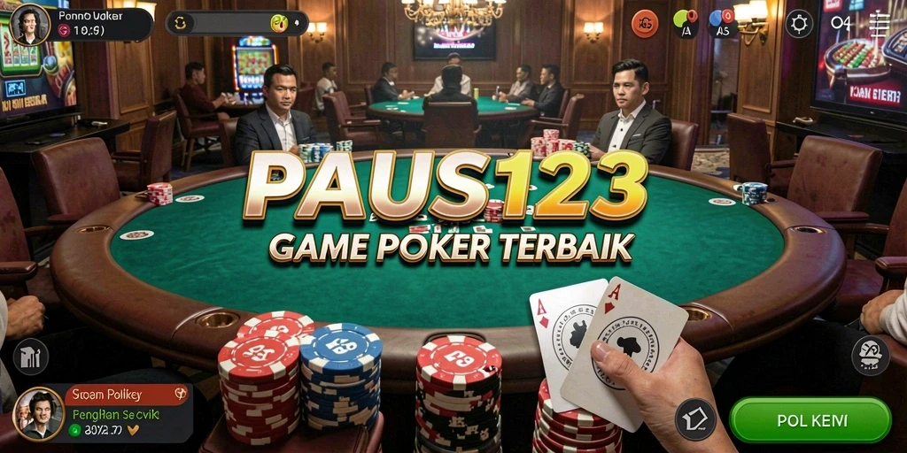Tampilan gameplay PAUS123 dalam suasana poker yang mendebarkan.