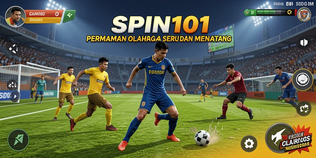 Tampilan screenshot gameplay <strong>SPIN101</strong> menampilkan aksi olahraga yang mendebarkan.