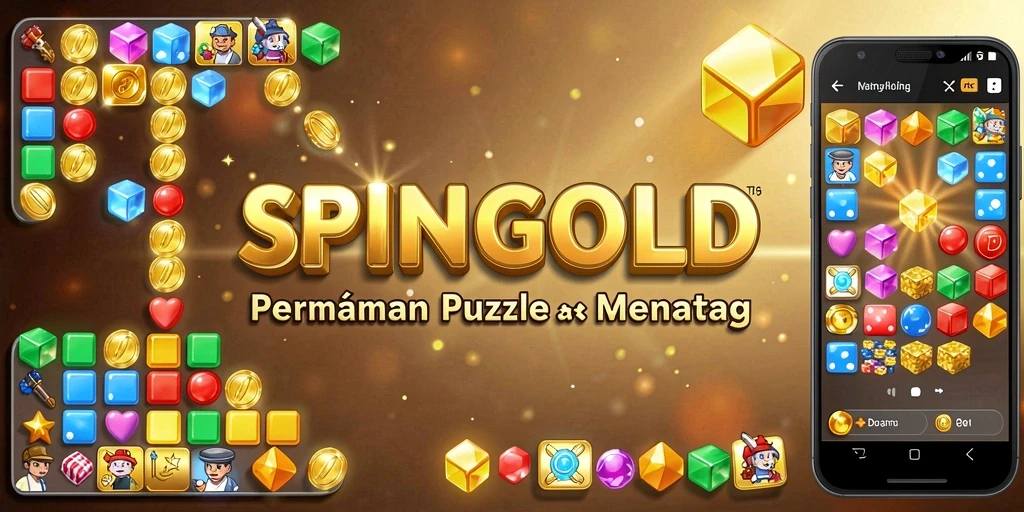Tampilan gameplay SPINGOLD yang menghadirkan tantangan Puzzle yang seru.