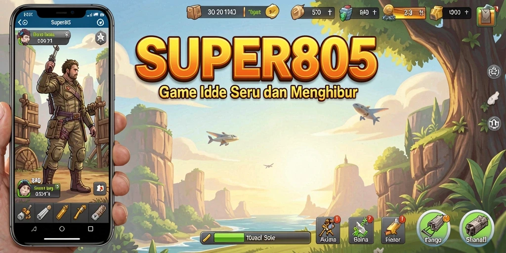 Screenshot utama dari gameplay Idle SUPER805 yang mengasyikkan.