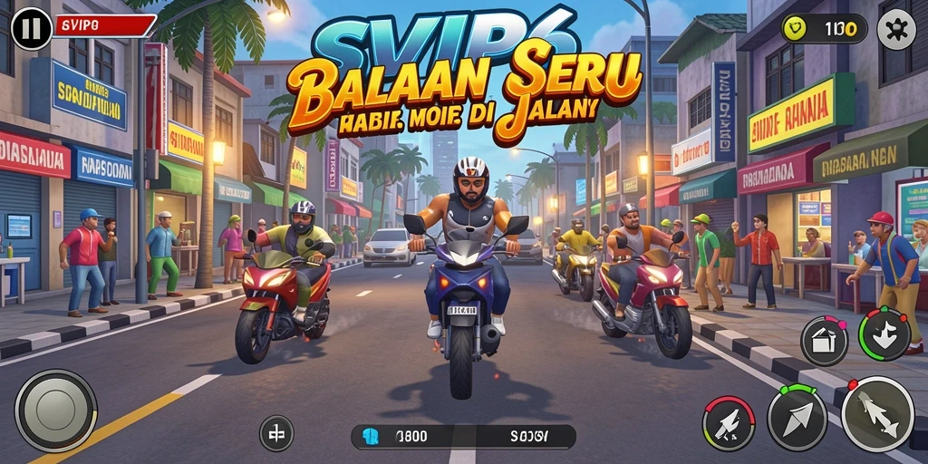 Tampilan gameplay balapan di SVIP6 yang mendebarkan dan penuh aksi.