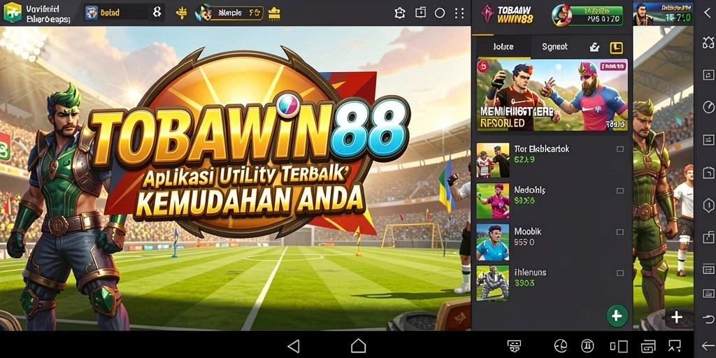 Tampilan utama aplikasi TOBAWIN88 yang user-friendly dan informatif.