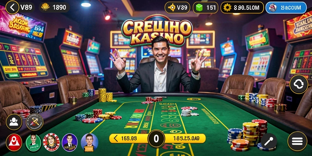 Tangkapan layar utama V89 menunjukkan gameplay kasino yang menarik.